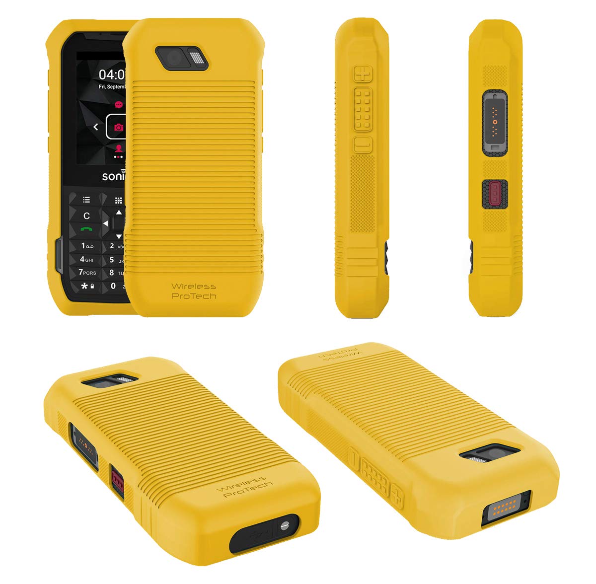Wireless PROTECH Sonim XP5S Case, Silicone Gel Case for Sonim XP5s XP5800 and Military-Grade Ballistic Nylon Pouch (Yellow)