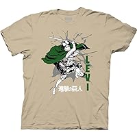 Ripple Junction Attack on Titan Men's Short Sleeve T-Shirt Captain Levi Ackerman ODM Gear Cloaked Sword Officially Licensed