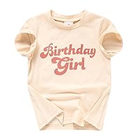 Birthday Girl Shirt Baby Girl Birthday Tee Letter Short Sleeve Top Cake Smash Outfit Clothes