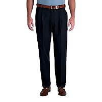 Haggar mens Mynx Gabardine Hidden Expandable Waistband Classic Fit Front Pleated Dress Pant