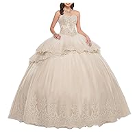 Women's Two Pieces Sweetheart Quinceanera Dresses Crystals Prom Dress Ball Gown