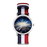Earth Galaxy Space Men's Watches Minimalist Fashion Business Casual Quartz Wrist Watch for Women