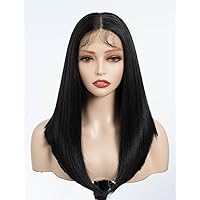 Straight Bob 13x7 HD Lace Front Wig with Baby Hair 18 Inches Natural Free Part Heat Resisatnt Synthetic Hair Wig for Women