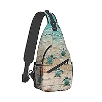 Sea Turtle Starfish Print Crossbody Backpack Shoulder Bag Cross Chest Bag For Travel, Hiking Gym Tactical Use