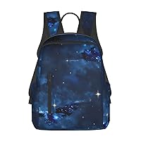 Blue Galaxy Print Simple And Lightweight Leisure Backpack, Men'S And Women'S Fashionable Travel Backpack