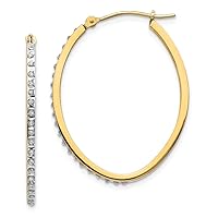 14k Yellow Gold Diamond Fascination Oval Hinged Hoop Earrings (.01 cttw.) (31mm x 2mm)