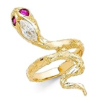 14k Yellow Gold CZ Cubic Zirconia Simulated Diamond Snake Fancy Ring Size 7 Jewelry for Women