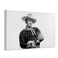 Actor John Wayne Cowboy Movie Poster Black And White Portrait John Wayne Office Art Canvas Poster Canvas Poster Wall Art Decor Print Picture Paintings for Living Room Bedroom Decoration Unframe-style