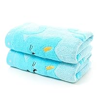 1pc Soft Children Baby Towel Washcloth Bathing Cartoon Cotton Towel for Newborn Infant Handkerchief Shower Cloth (Color : Blue)