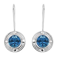 Multi Choice Round Shape Gemstone 925 Sterling Silver Circal Design Solitaire Earring (swiss-blue-topaz)