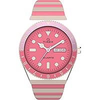 Timex Women's Q 36mm Watch - Two-Tone Expansion Band Pink Dial Rose Gold-Tone Case