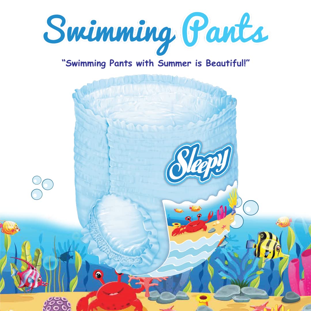 Swim Diapers, Swim Pants for Little Swimmers Size 5-6 (24-55 lbs, Count- 14 PCs), Disposable Diaper for Splashers