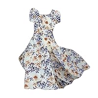 Maternity Midi Dress,Ladies Summer Casual O Neck Floral Print Short Sleeved High Waist Drawstring A Line Long D
