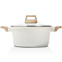ESLITE LIFE Nonstick Stock Pot with Lid, 5 Quart Ceramic Coating Large Soup Pot Casserole Dish Cookware, Compatible with All Stovetops (Gas, Electric & Induction), PFOA Free, Cream