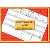 Weekly Daycare Menu: Childcare Meal Planner Notebook With Grocery List | Record Breakfast, Lunch, Snack | For Center, Preschool, In Home Daycare | 49 Weeks, Double-Sided