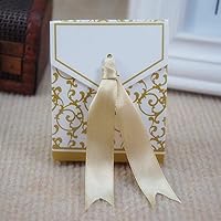 100 Pack Lovely Gift Candy Boxes With Ribbon Wedding Party Favor Box (Gold)