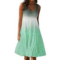 Semi Formal Dresses for Women,Women's Summer Dress Round Neck Sleeveless Tank Dress Beach Dresses Swing Dress A