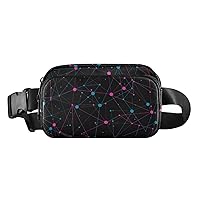 Space Galaxy Molecular Fanny Packs for Women Men Everywhere Belt Bag Fanny Pack Crossbody Bags for Women Fashion Waist Packs with Adjustable Strap Belt Purse for Travel Sports Outdoors Cycling