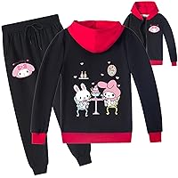 Youth My Melody Casual Long Sleeve Full Zip Jacket and Jogger Pants-Novelty Tracksuit for 2-16 Years