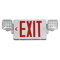 Red Exit Sign with Emergency Lights, LED Emergency Exit Light with Battery Backup, UL Listed, AC 120/277V, Commercial Emergency Lights Combo for Business - 1 Pack