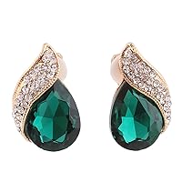 Luxury Bridal Rhinestone Crystal Water Drop Shape Clip on Earrings No Pierced for Women