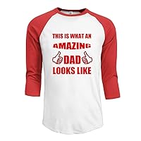 Men's This Is Amazing Dad Looks Like Cotton 3/4 Sleeve Raglan T-Shirt Red Small