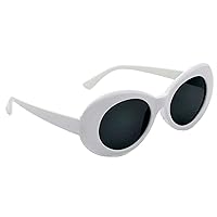 WebDeals - Oval Round Retro Sunglasses Color Tint or Smoke Lenses (White, Smoke)…