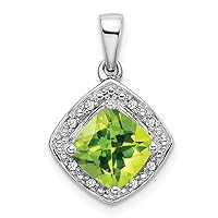 Mother's Day Gift 10k White Gold Cushion Gemstone and Diamond Pendant Fine Jewelry for Women