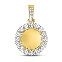 The Diamond Deal 10kt Yellow Gold Mens Round Diamond Circle Cluster Charm Pendant 2.00 Cttw