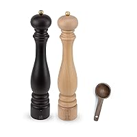 Paris u'Select Salt & Pepper Mill, Inch, Chocolate/Natural - With Wooden Spice Scoop (16 Inch)