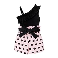 Baby Girl Clothes 2t Toddler Girls Sleeveless Summer Solid Vest Tops and Prints Shorts 2PCS Set&Outfits Short Pant (Black, 5-6 Years)
