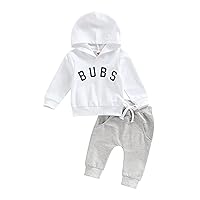 VISGOGO Toddler Baby Boy Fall Winter Clothes Set Letter Printed Long Sleeve Sweatshirt Tops + Pants 2Pcs Outfits