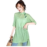 Chinese Clothing Women Clothes Summer Cheongsam Top Chinese Traditional Shirt Blouse Hanfu Ladies Chinese Tops