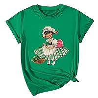 St. Patricks Day Shirt for Womens Cute Girl Printed Holiday T-Shirt Shamrock Printed Shirts Short Sleeve Graphic Tees Tops