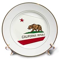 3D Rose Image of California Flag in Contemporary Design Porcelain Plate, 8
