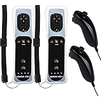 Gamrombo Wii Controller 2 Pack, Wii Remote Built in Dual Vibration, Motion Sensing, Speaker, with Silicone Case and Wrist Strap, Wii Controllers for Wii/Wii U (White)