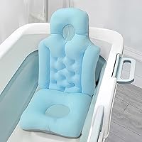 Bath Pillow,Bathtub Cushion, Full Body Bath Pillow, Bath and Seat Spa Pillow for Tub, Soft Breathable Folding Headrest Back Support Bath Pillow Cushion for Adults Spa, for Home Bathroom(Blue)