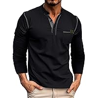Long Sleeve Shirts for Men Men's Fashion Casual Long Sleeve Round Neck Solid Color Long Sleeve T Shirt Top