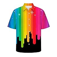 Mens 3D Tie Dye Printed Button Down Shirts Novelty Hawaiian Short Sleeve Beach Shirt Holiday Summer Funny Tops