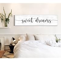 NATVVA Rustic Wall Poster Sweet Dreams Sign Canvas Art Master Bedroom Over Bed Poster Wall Decor Prints Painting Picture Artwork Bedroom Home Decoration