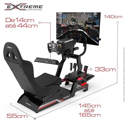 Extreme Simracing Racing Simulator Cockpit With All Accessories (Black) - VIRTUAL EXPERIENCE V 3.0 Racing Simulator For Logitech G27, G29, G920, G923, SIMAGIC, Thrustmaster And Fanatec