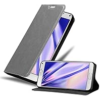 Book Case Compatible with Samsung Galaxy Note 4 in Titanium Grey - with Magnetic Closure, Stand Function and Card Slot - Wallet Etui Cover Pouch PU Leather Flip