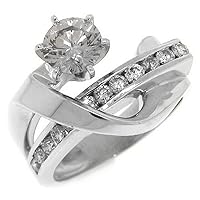 14k White Gold 1.86 Carats Brilliant Round Diamond Engagement Ring