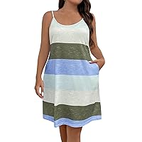 Women's Dresses Casual Summer Dress Sleeveless Tank Beach Dress, XL-5XL