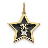 Jewels By Lux Initial Letter Enameled Star with Diamond Alphabet Charm Pendant (Length 17.59mm Width 17.73 mm)
