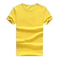 Men's Simple Breathable T-Shirt Round Neck Light Short Sleeve Cotton Pure Color Performance Tee