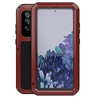 Case for Galaxy S20 FE, Outdoor Heavy Duty Tough Armour Metal Military Case 360 Full Body Protective Dustproof Shockproof Case with [Tempered Glass Screen Film],Red