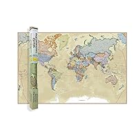 Waypoint Geographic Boardroom Series World Wall Map, Antique-Style Laminated World Map Poster, Educational Wall Art For Home, Classroom, or Office, Unique Gifts, 24” x 36”