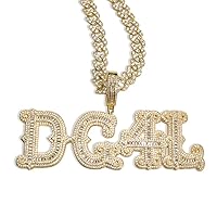 Hip Hop Custom Big Baguettes Letters Name Necklace With 9mm Cuban Link Chain VVS Clarity Cubic Zirconia Iced Out Personalized Name Pendants Charm Jewelry for Women Men