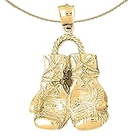 Jewels Obsession Silver Boxing Gloves Necklace | 14K Yellow Gold-plated 925 Silver Boxing Gloves Pendant with 18